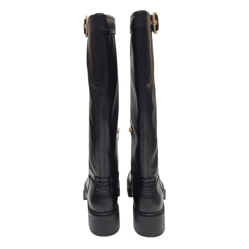 Coach Lilli Tall Riding Boots Leather Knee High Lug Sole